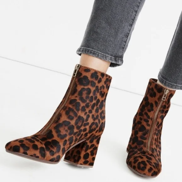 Madewell Amalia In Leopard Callf Hair Ankle Boots - Picture 16 of 16
